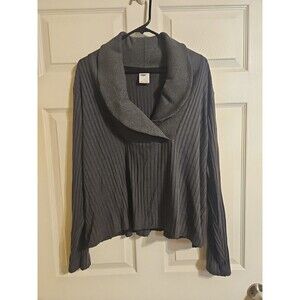 Nike Yoga Sweater Women's Size 2X Luxe Ribbed Cover-Up Gray Long Sleeve